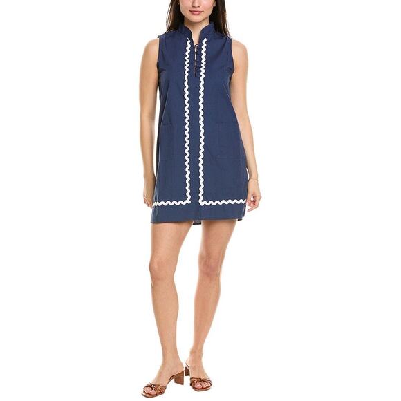 Sail to Sable Women’s Ric Rac Classic Tunic Shift Dress Sz M Cotton Preppy - Picture 1 of 12